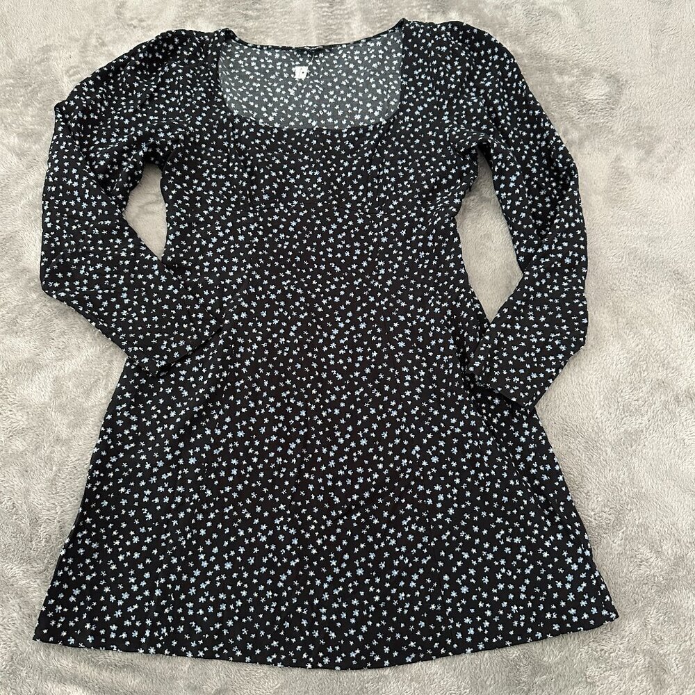 Madewell Long Sleeve Ditsy Floral Mini Dress 8 Square Neckline